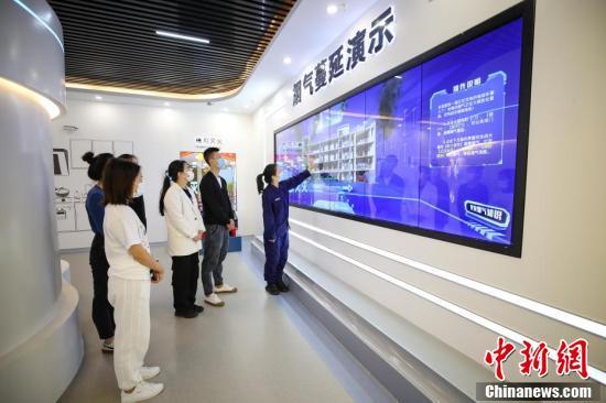 參觀(guān)者在觀(guān)看“煙氣蔓延演示”